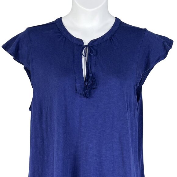Talbots Womens XL Blue sleeveless Tunic Dress Tassel Tied Pockets Golf Preppy - Picture 4 of 14